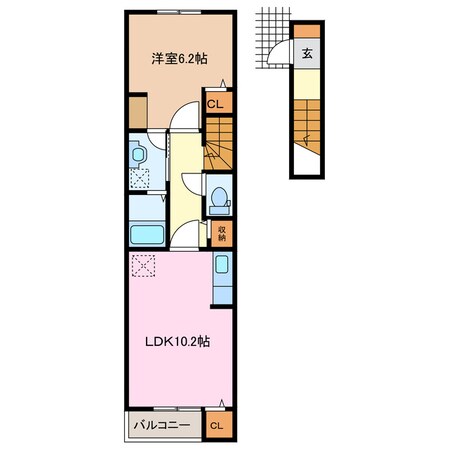 益生駅 徒歩22分 2階の物件間取画像